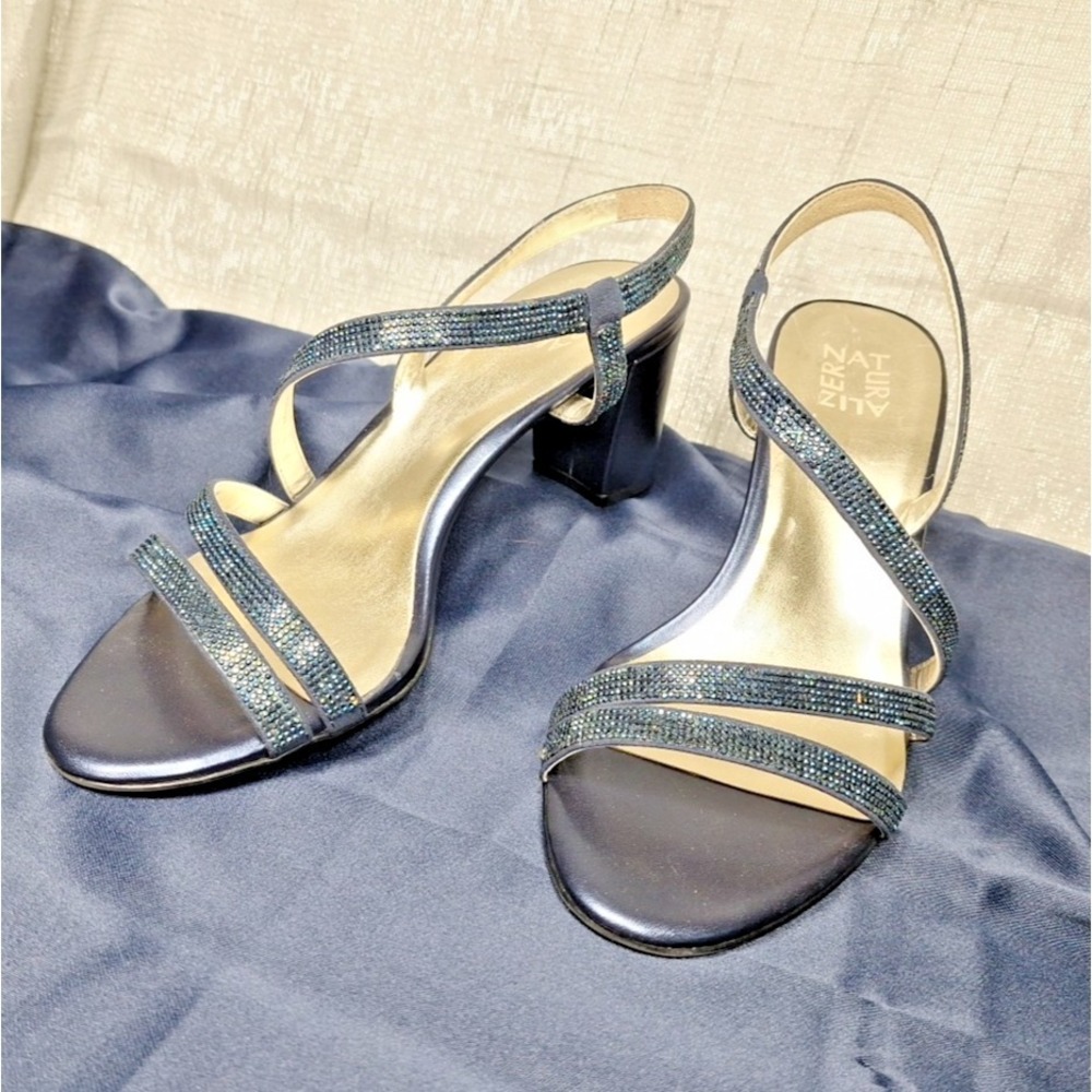 Naturalizer 10 M‎ Blue Rhinestones Vanessa 2 Crystal Heeled Sandals Prom Party